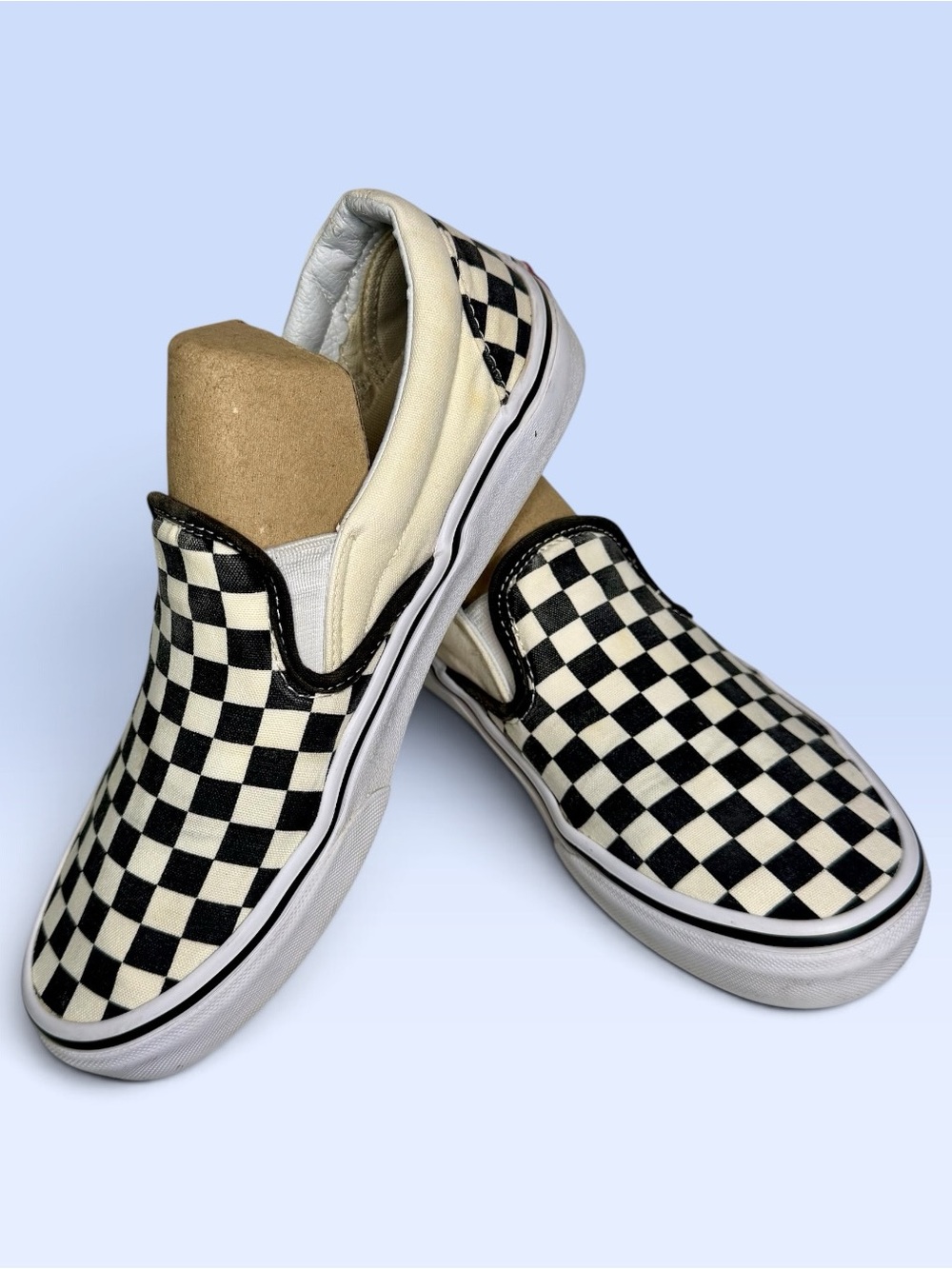 Vans Classic Checkerboard Slip-On Skate Shoes Black & Off-White 9.0 Wmn/7.5 Men